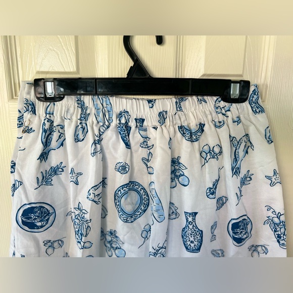 Women's White A-Line Skirt with Blue Lobster Feast Print M - Picture 6 of 11